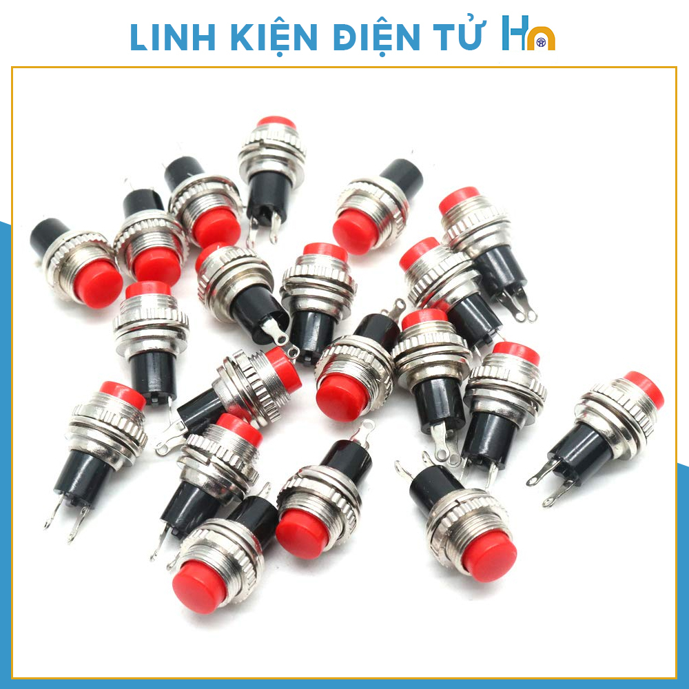 Công tắc nút nhấn đề ren trên vỏ sắt 2 chân kích thước 10mm