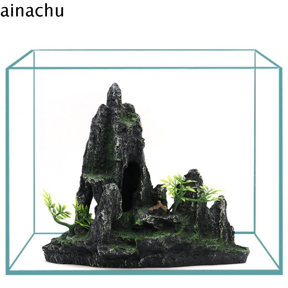 AINACHU Nhân tạo Trang trí núi non cho bể cá Nhựa Sáng Tạo Tượng Đá núi Đồ thủ công Thực tế Xem đá Hang đá Nhà