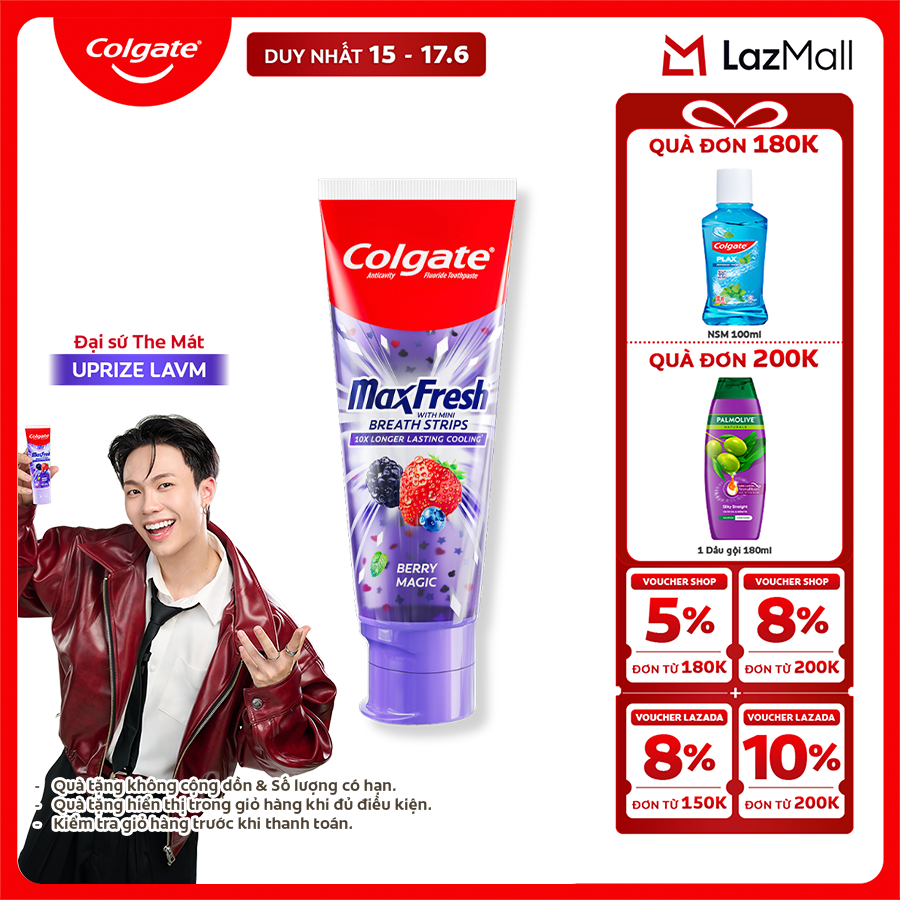 [MỚI] Kem đánh răng Colgate MaxFresh hương nhiệt đới, tinh thể cầu vồng the mát 100g/tuýp