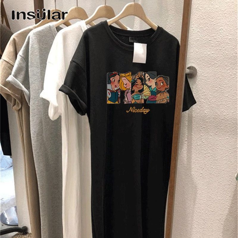 Insular Loose Mid-Length Short Sleeve Dress, Maternity Dress, All-Matching Slimming and Simple T-shirt Skirt ราคา 137 บาท*ส่งฟรี