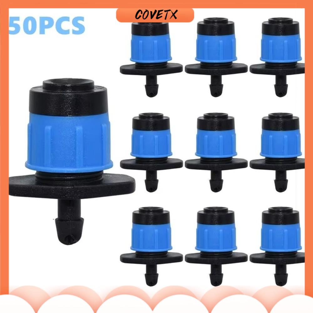 COVETX 50PCS Có thể điều chỉnh Đầu ống nhỏ giọt nước 360 degre Vườn Đầu phun nước Nhựa Vòi phun nước