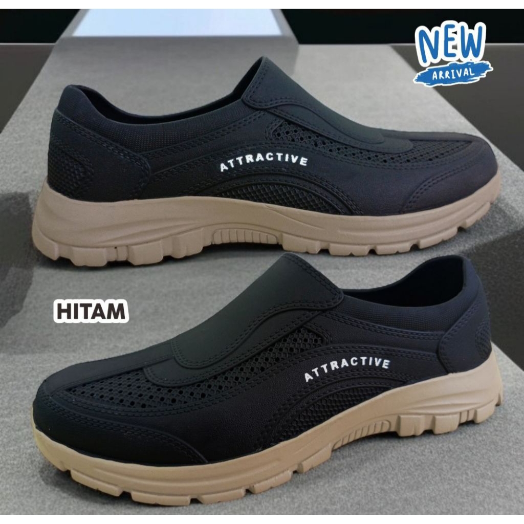 Sepatu Karet Pria Warna Hitam SlipOn Att SMH 969 Harga  34,900 rupiah*Gratis Ongkir