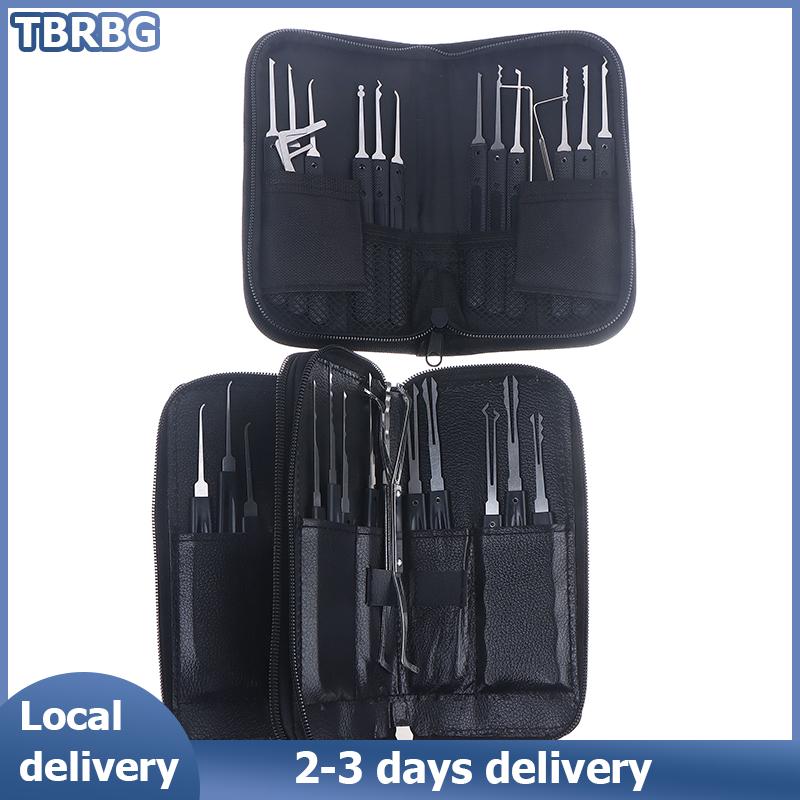 TBRBG Local Delivery 15 17 24pcs cổ điển Thép không gỉ Công cụ khóa xe hơi di động mở khóa Kit túi đa chức năng lockpick công cụ