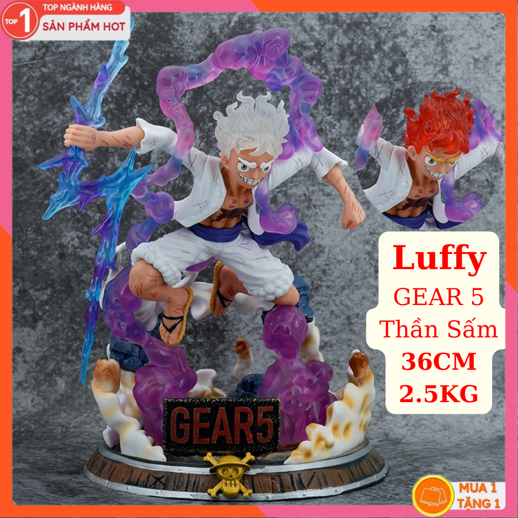Mô hình luffy gear 5 thần sấm 35cm mô hình one piece cao cấp, figure mô hình anmie one piece luffy vua hải tặc