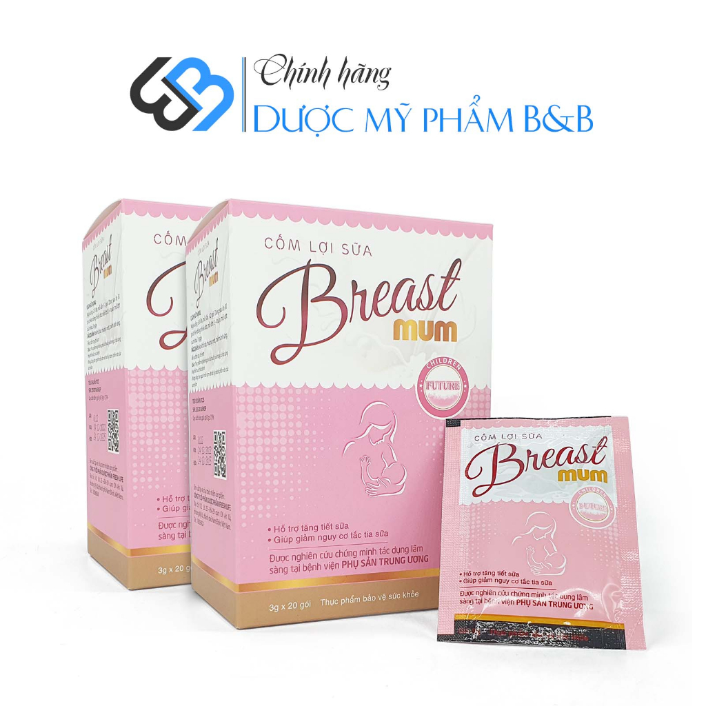   COMBO 2 HỘP  Cốm lợi sữa Breast mum - Tăng cường số lượng và chất lượng sữa mẹ sau 3-5 ngày dùng 