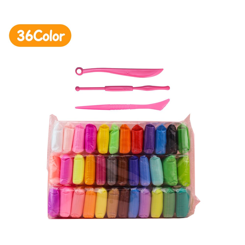 36 PCS Air Dry ClayColorful Children Modeling Soft Clay with ToolsMagic Clay Tools for Kids DIY