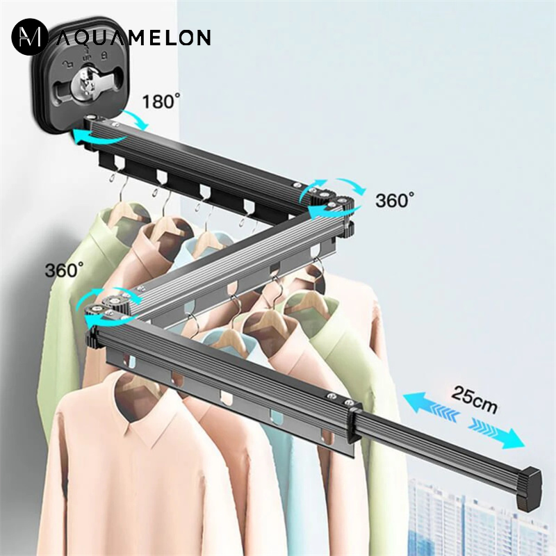Folding Clothes Hanger Indoor Retractable Cloth Drying Rack Space Saving Home Laundry Clothesline Wall Mount Amp Clothing Rack ราคา  654 บาท*ส่งฟรี