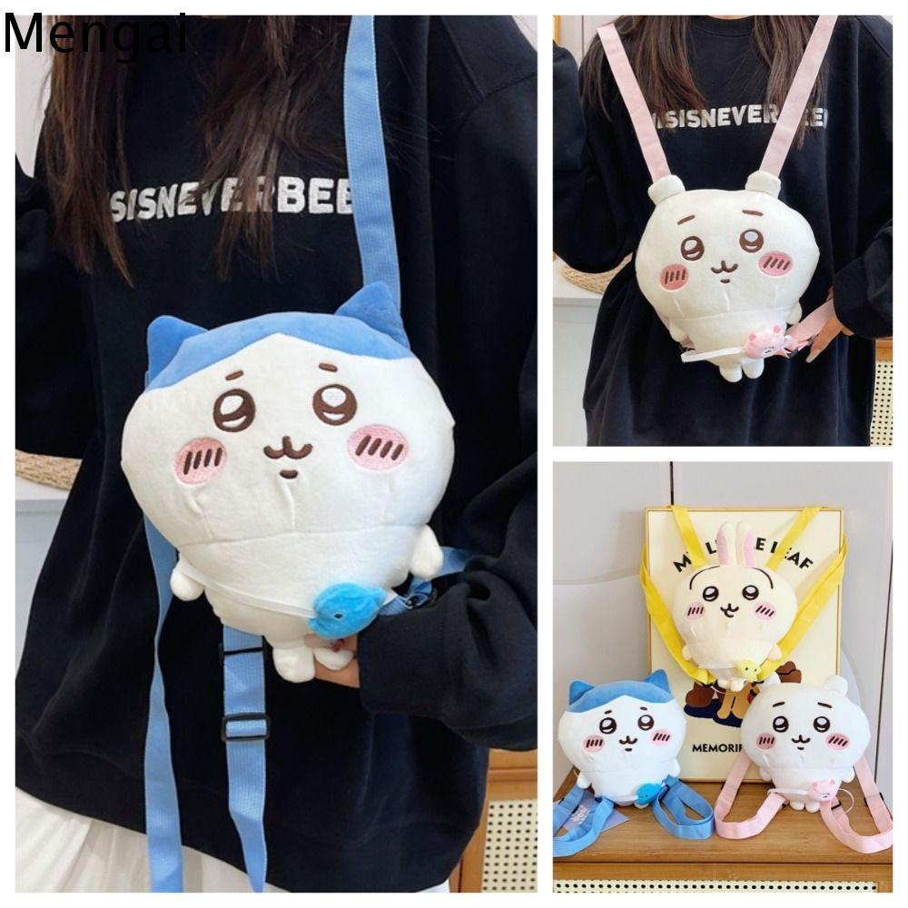 MENGAI Mềm Túi Anime chiikawa Dễ thương Hoạt hình Túi vải nhung lông Thời trang Đeo Chéo Ba lô Usagi dễ thương Bé gái