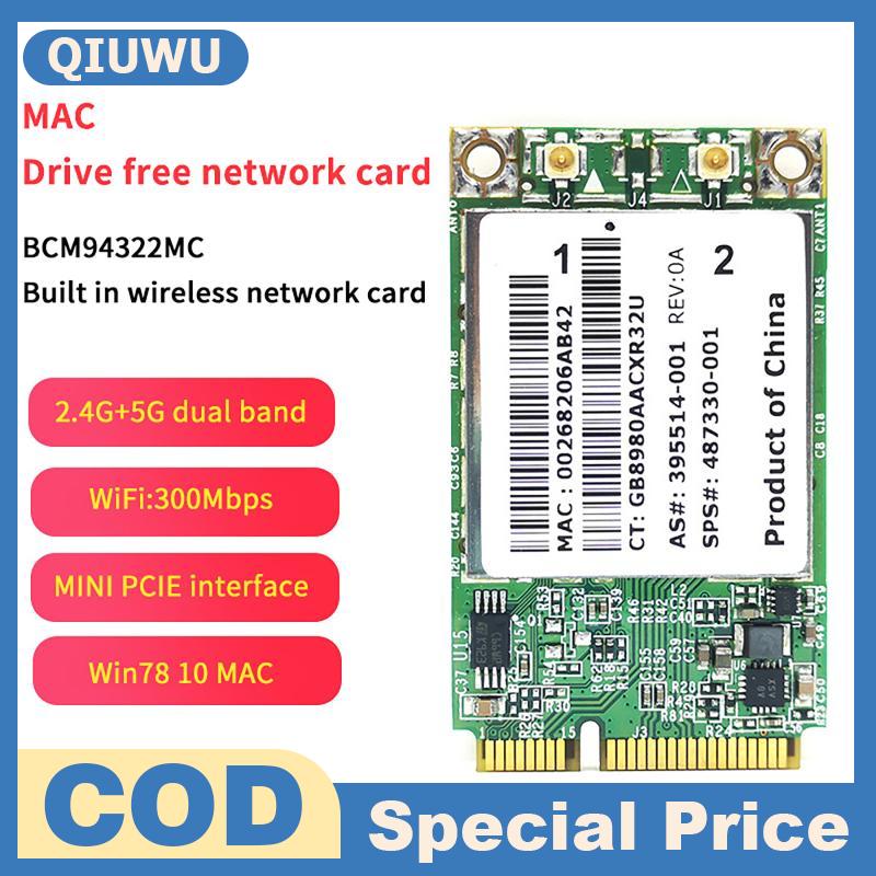 Laptop máy tính xách tay QIUWU - Agn Pci-E Wireless Card 300Mbps Bcm94322Mc Wlan Network Adapter Designed for 6930 2530 2730P Laptops Giá 115,438 Đồng*Miễn phí vận chuyển