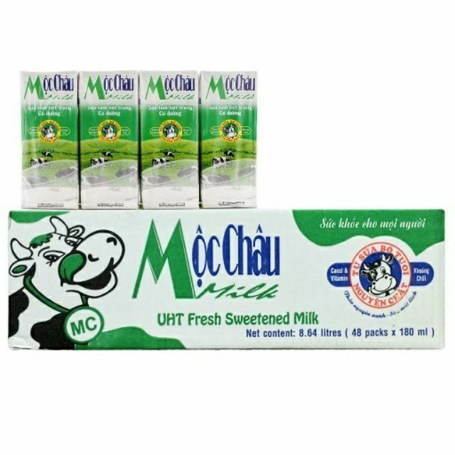 1 lốc sữa mộc châu to 4 hộp x 180ml ( Đại lý Ngọc Toản)