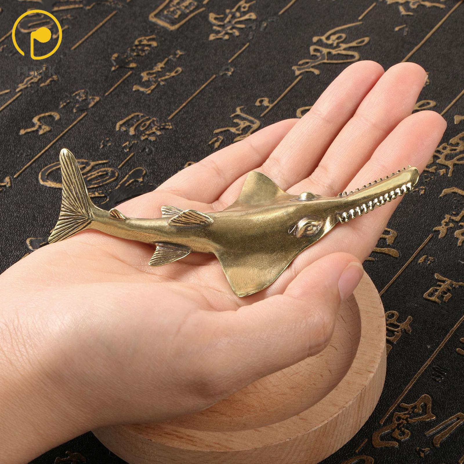 Perfk Brass Behemoth Sawfish Decor Behemoth Sawfish Miniatures Figurine Practical Behemoth Sawfish Statue for Desk Bathroom Car ราคา 202 บาท*ส่งฟรี
