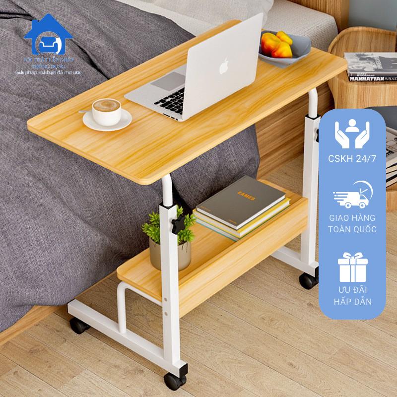 Bàn di động thông minh, bàn học đa năng nâng hạ chiều cao chân sắt sơn tĩnh điện, mặt gỗ MDF