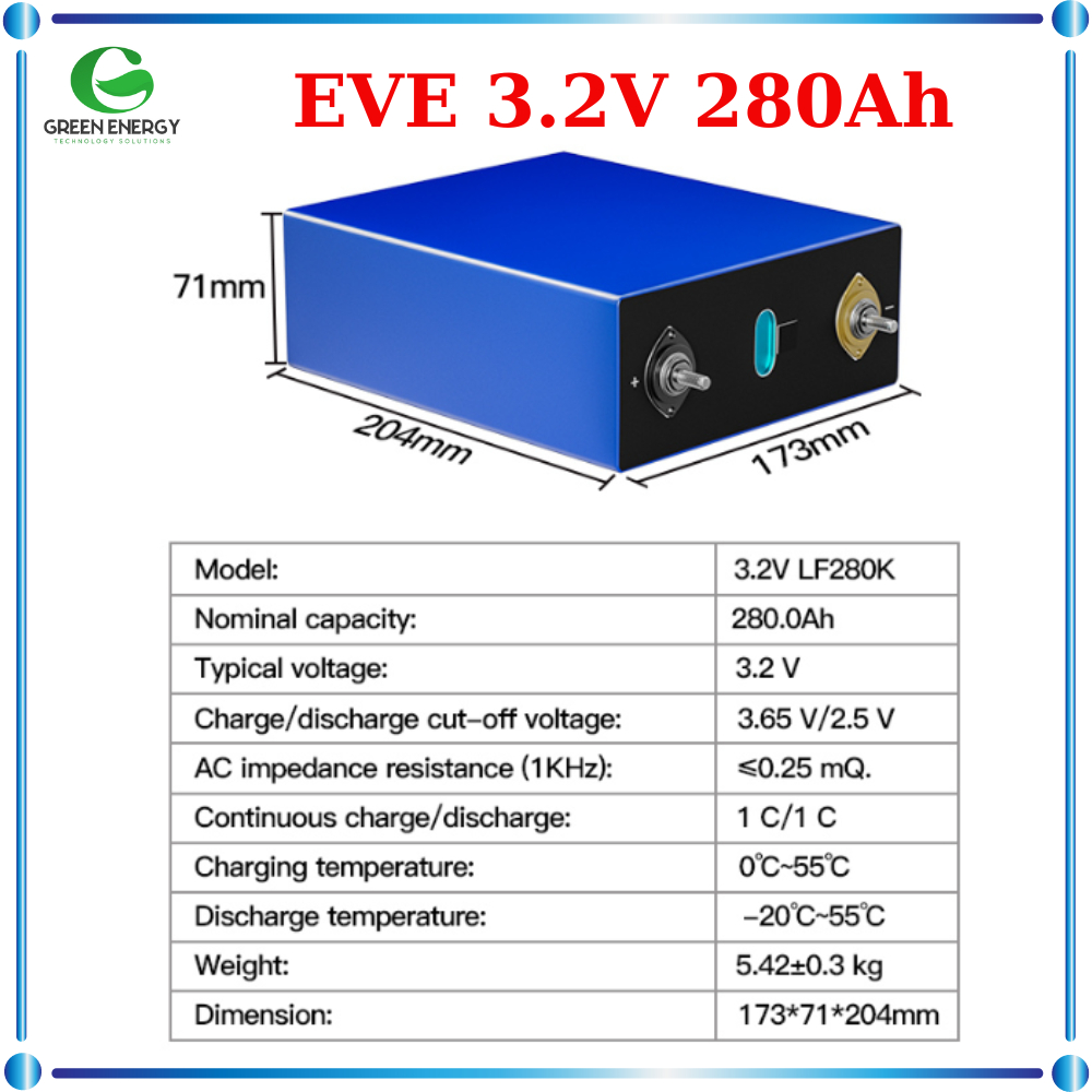 Pin Lithium Sắt Phốt Phát LifePo4 EVE 3.2V 50Ah 100Ah 280Ah