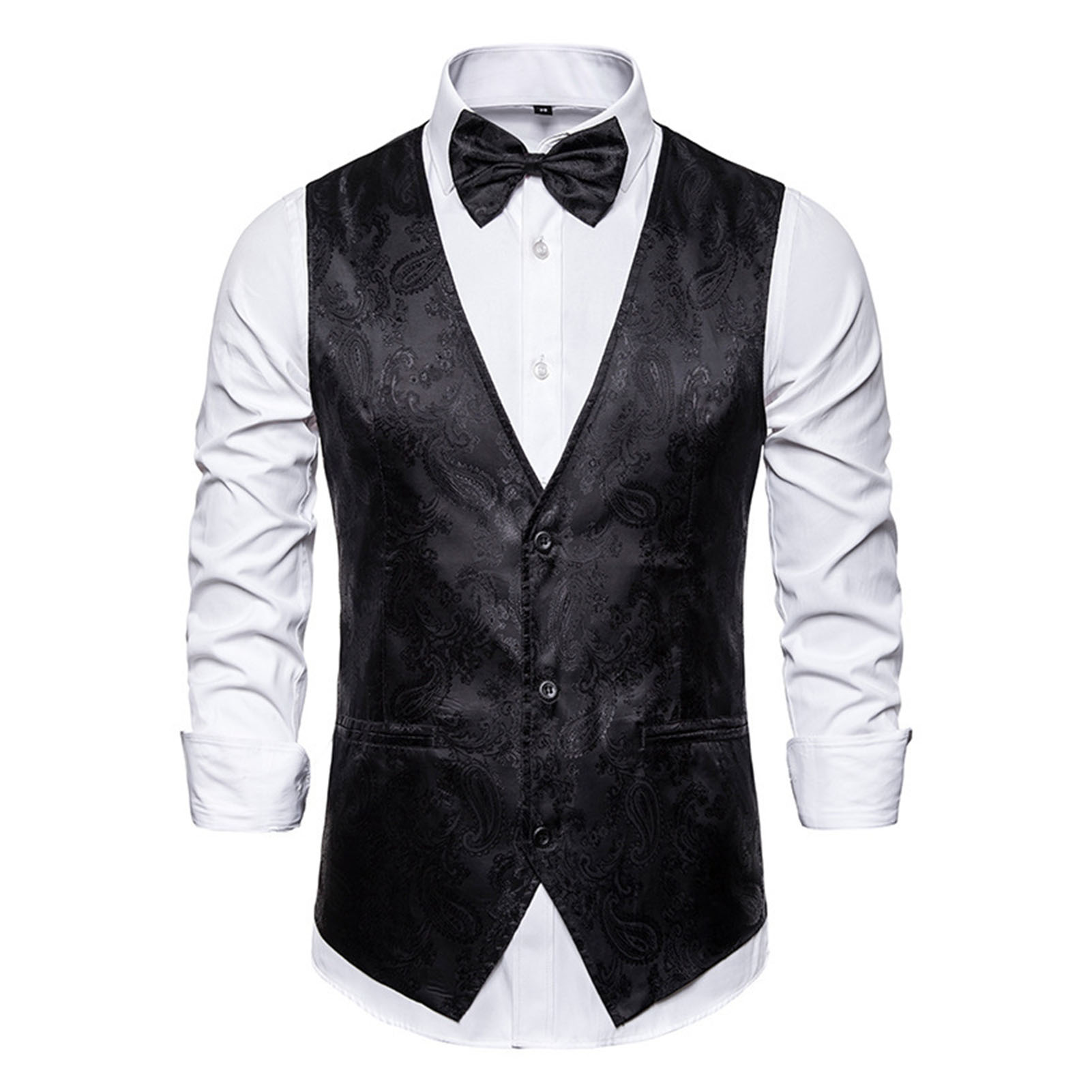 Xfashion Retro Printed Suit Vest Men Suit Vest Men s Formal Vest with