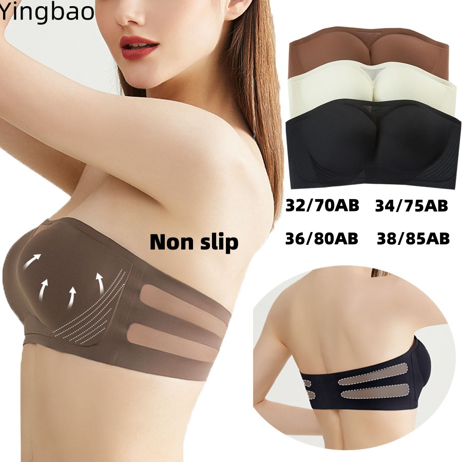 Yingbao chống trượt phụ nữ đồ lót áo ngực không dây áo ống có độn mút nâng không dây liền mạch thoải mái áo ống Bralette