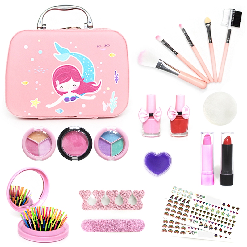 Kids Makeup Toy Set Cosmetic Beauty Set with Cosmetic Box for Little Girls Princess Birthday Present Gift Fashion Toys
