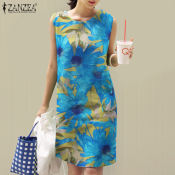 ZANZEA Floral Printed Sleeveless Shift Dress