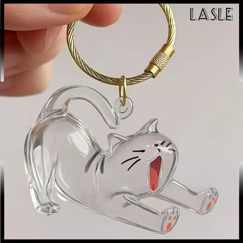 Lasle Phim Hoạt Hình Mèo Hình Dạng Con Chó Mèo Tóc Lưu Trữ Hộp Tóc Trong Suốt Chải Chuốt Pet Tóc Keychain DIY Handmade Keyring Mặt Dây Chuyền Ba Lô - 8