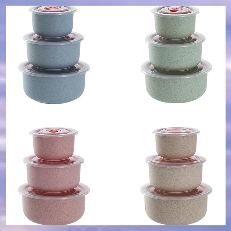 (FOJV) Bento Box Wheat Straw Lunch Box Eco-Friendly Salad Bowl with Lid Can Be Microwave Food Storag