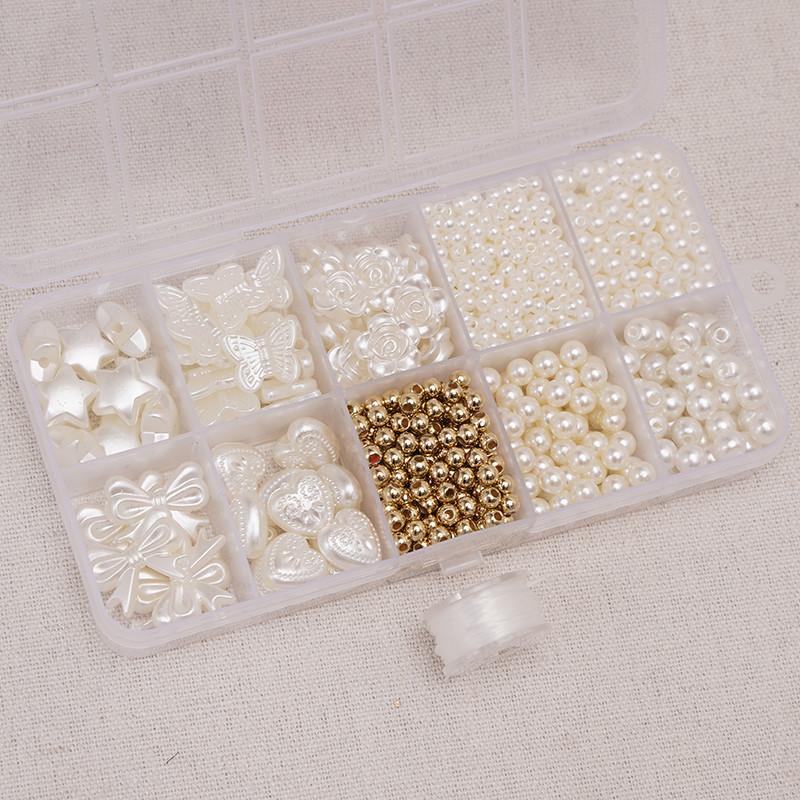 800pcs/10box Set of Abs Imitation Pearl Beige Color Beads for Diy Jewelry Making Accessories Necklace Bracelet Earring Craft Handmade Hobby Art Decor Wedding Party Birthday Gift Christmas Women Girls Beginner Student Cute