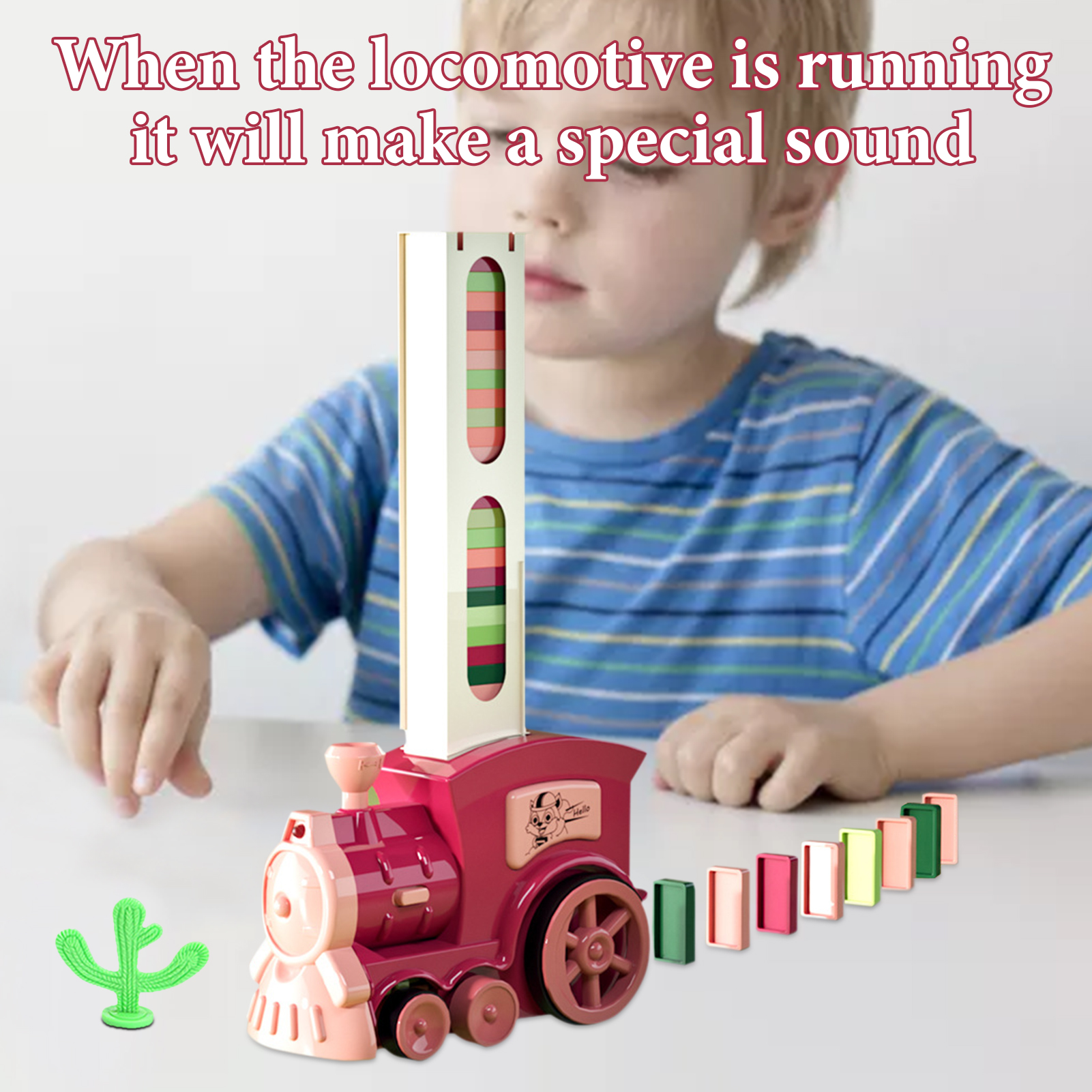 Kids Domino Blocks Toy Domino Set Stacker Game Automatically for Boys and Girls Age 3-8