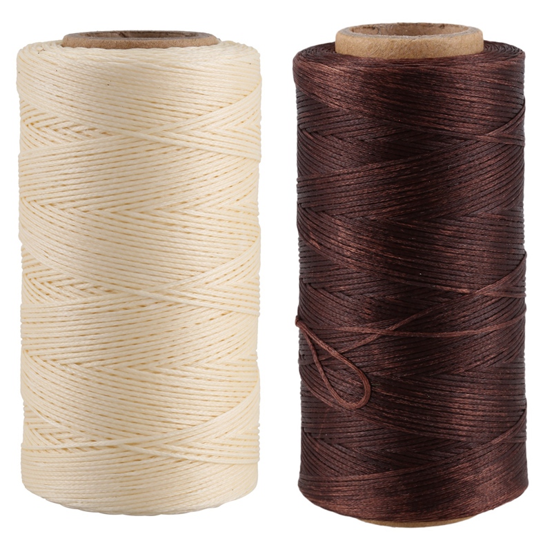 (NITO) 2x 260M 150D 1MM Leather Sewing Waxed Wax Thread Hand Needle Cord Craft DIY New Color:Cream-C