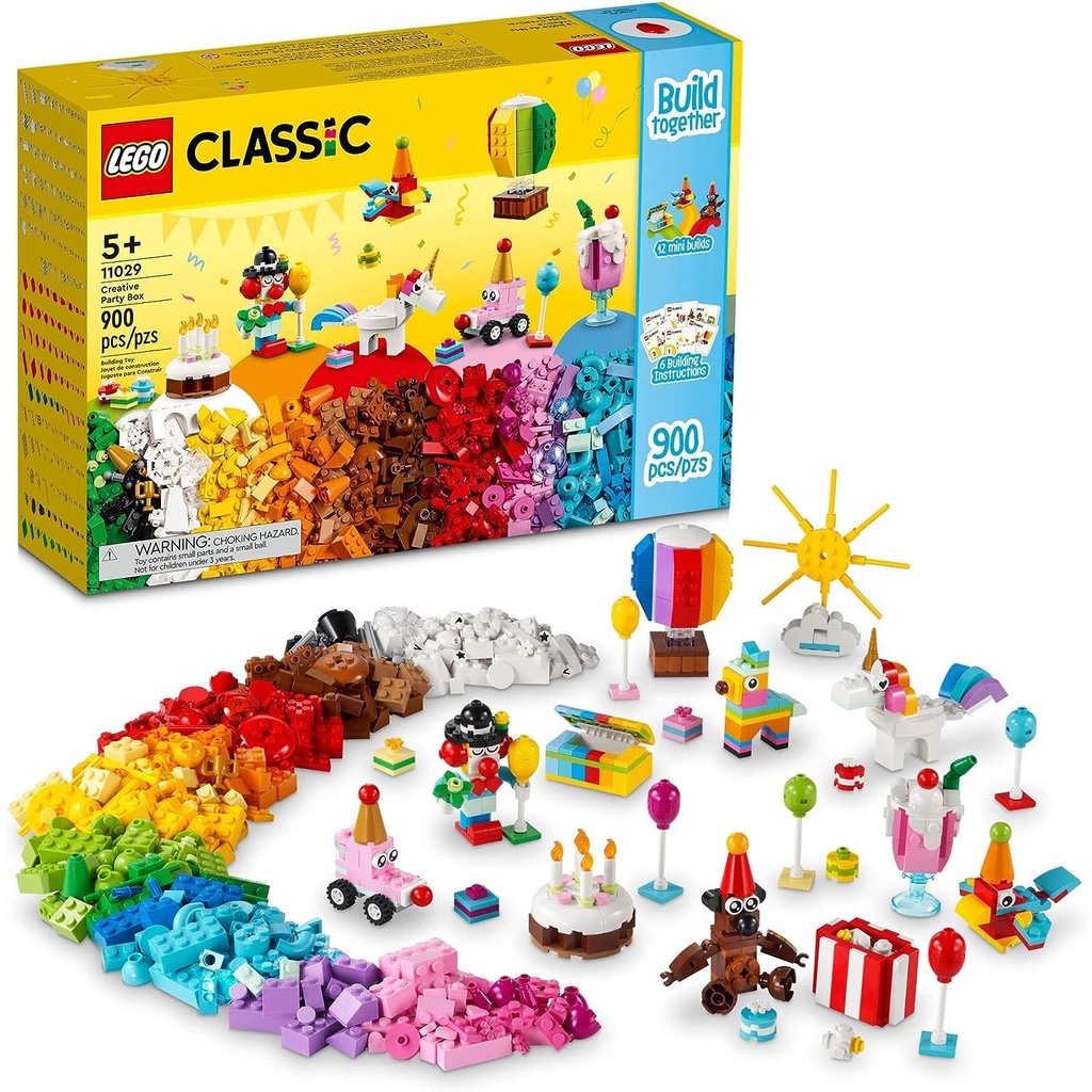 LEGO Classic Creative Party Box Bricks Set 11029 Family Games to Play Together Includes 12 Mini-Buil