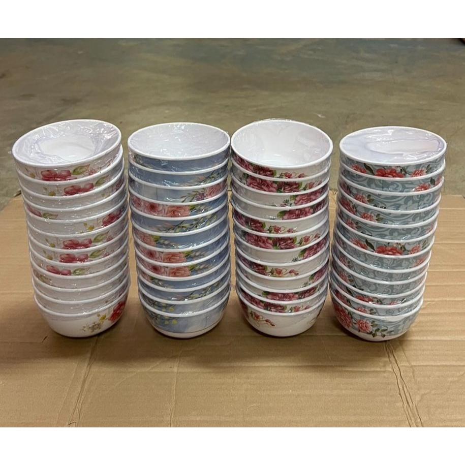 129(แบบบาง 12 ใบ) ถ้วยน้ำจิ้มลายดอกไม้ 4 นิ้ว ถ้วยเมลามีน ถ้วยน้ำจิ้ม ยกโหล ราคาถูก มี 4 ลาย ราคา 147 บาท*ส่งฟรี