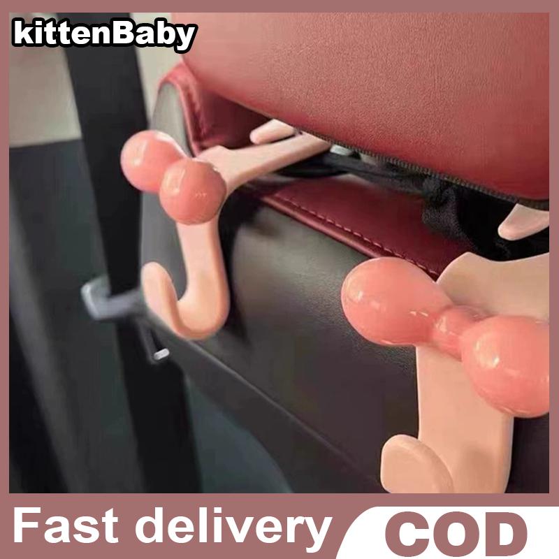 kittenBaby ตะขอด้านหลังเบาะรถสำหรับผู้หญิงสีชมพูพร้อมโบว์เก็บของภายในแบบไร้รอยต่อ ราคา 21 บาท*ส่งฟรี