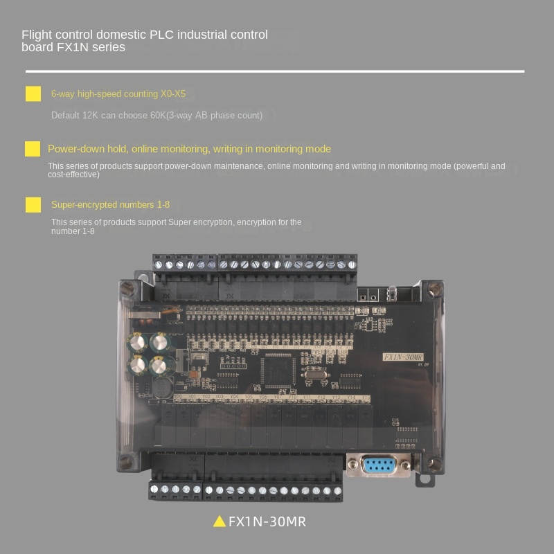 Board Mạch PLC FK FX1N-20MR Có Vỏ: 12 input 8 output Đầu Ra Rơle, DB9 RS232, 24VDC, Hỗ Trợ GX Works2/GX Developer Mitsubishi