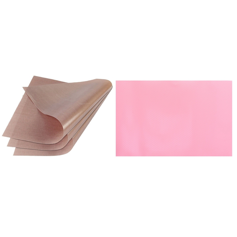 12 Pack Washable Fridge Mats Liners Fridge Pads Mat with 6PCS PTFE Sheet Reusable Resistant Baking Mat Oil-Proof Paper
