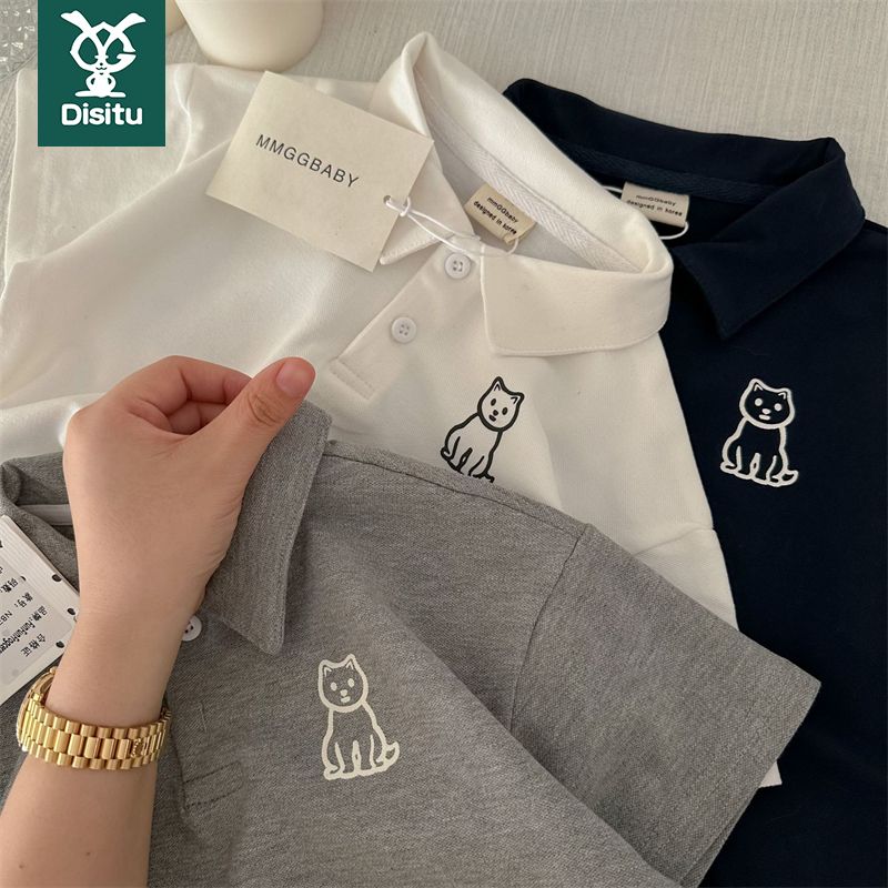 Trẻ em tay ngắn 2023 mùa hè mới bé trai 'thư polo Áo sơ mi bé giản dị đa năng T-Shirt