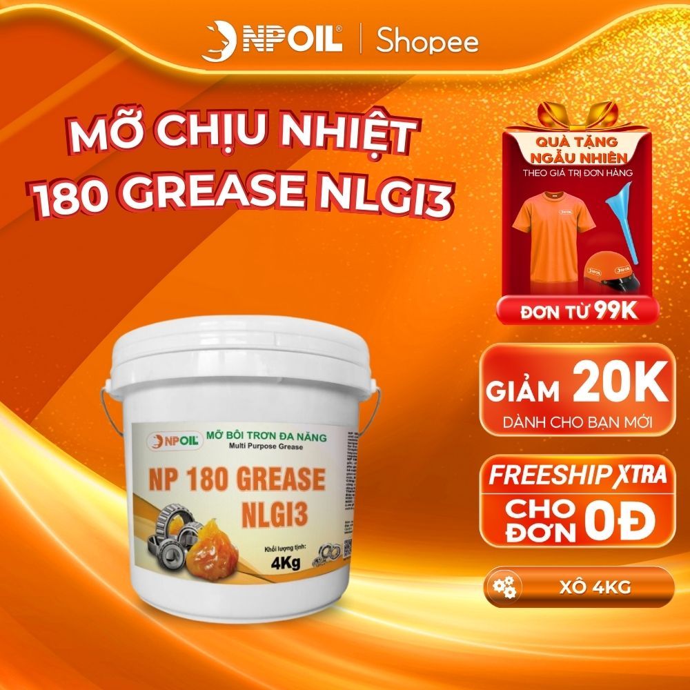Mỡ bôi trơn đa năng NPOIL 180 MP3 GREASE Xô 4 KG Giá 645,202 Đồng*Miễn phí vận chuyển