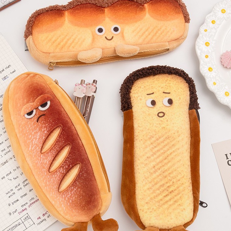 Túi Đựng Bút Hình Bánh Mì Nướng Sáng Tạo Vui Nhộn Sức Chứa Lớn