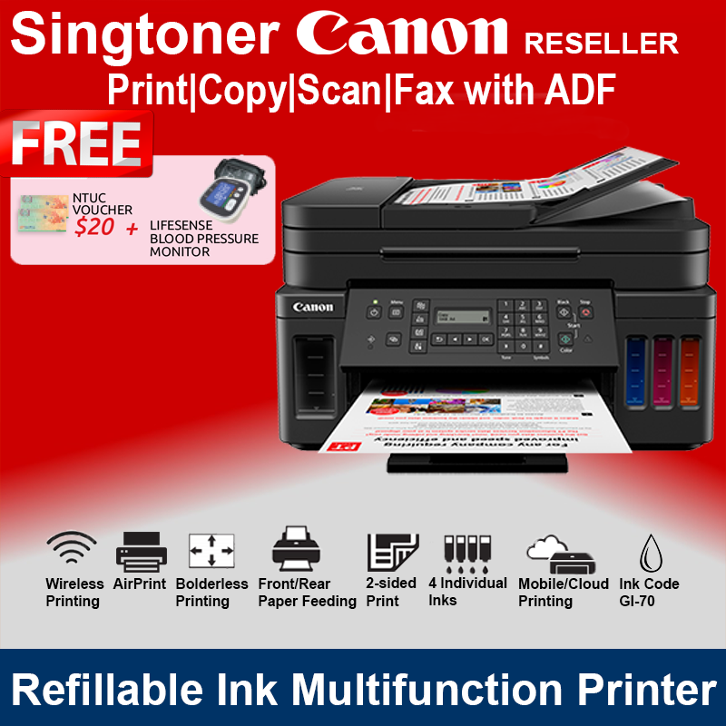 [Local Warranty] Canon PIXMA G7070 Refillable Ink Tank Wireless All-In-One with Fax Inkjet Printer G-7070 G 7070 Singapore