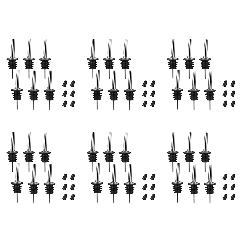 (WDQJ) 36Pc Stainless Steel Pourers,Speed Pourer, Liquor Bottle Pourers and Vinegar Tapered Stopper Spout,with Sealed Dust Caps
