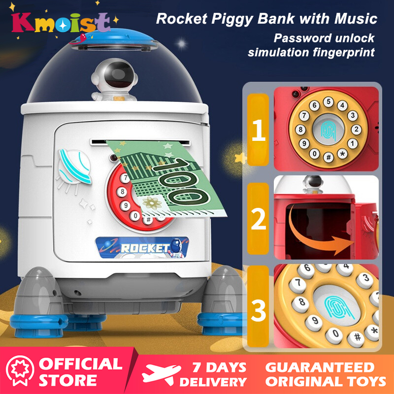Kmoist Rocket Piggy Bank Electronic Password ATM Money Box Saving Box For
