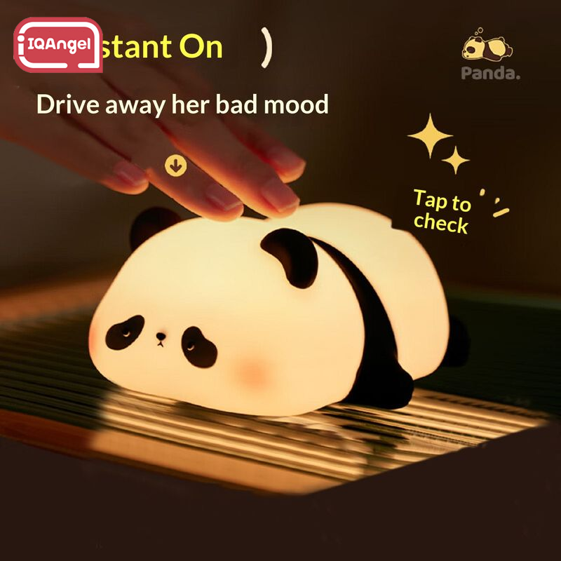 IQANGEL Cute Panda Small Night Lamp, Led Soft Cute Creative Animal Night Light, Three-Gear Dimmable, Suitable for Nursing, Children and Children's Room Decoration, Cool Gift for Children (Panda Style) ราคา 64 บาท*ส่งฟรี