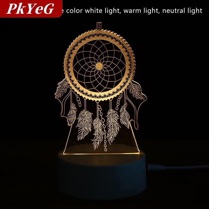 [COD] PkYeG Ánh sáng ban đêm ánh sáng sáng tạo 3D Led ảo ảnh quang học ánh sáng đèn giường Đèn bàn phim hoạt hình Quà tặng USB phòng ngủ cạnh giường ngủ đèn bàn