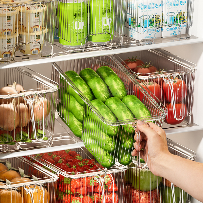 Vivacity Trong suốt cho nhà bếp tủ lạnh giá lưu trữ vật nuôi ngăn kéo-loại hộp đựng há cảo đông lạnh lưu trữ Crisper hình chữ nhật hộp lưu trữ