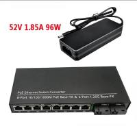 POE switch 2/4/8 POE 1/2 fiber Gigabit Ethernet switch media converter Fiber Optical UPlink Port 10/100/1000M 52V 1-1.65A