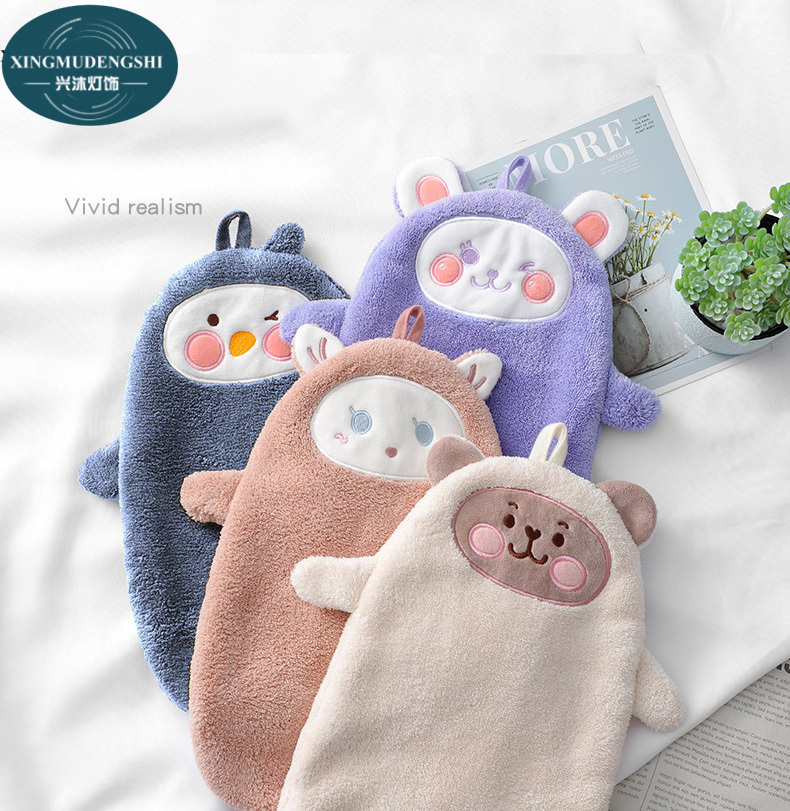 XMDS💖 Khăn trẻ em dễ thương hai lớp khăn tay dễ thương treo khăn hoạt hình Khăn tay vải nhung san hô khăn tay