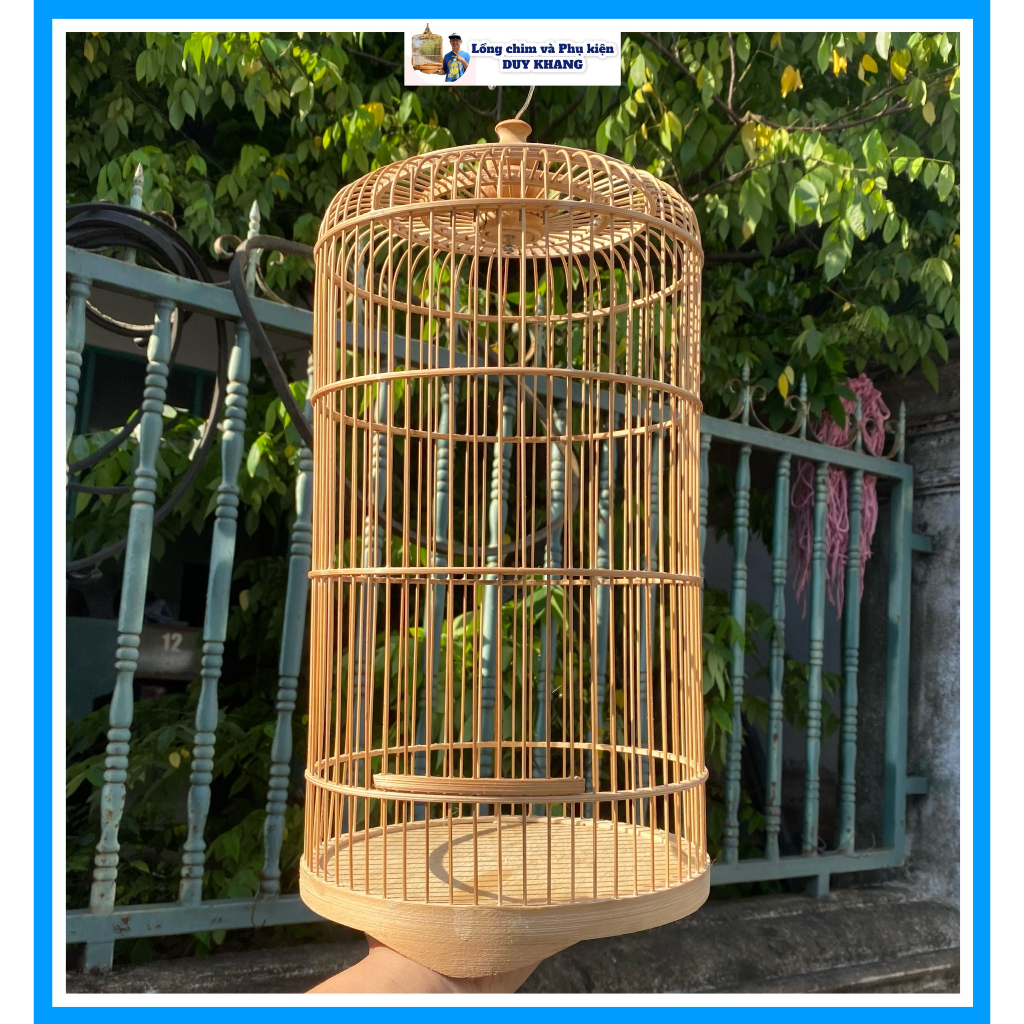 Lồng chim ốc mít hút mật sâu lồng tròn kích thước 20x34cm bước nan 1cm (tặng kèm áo) - lồng chim Duy Khang