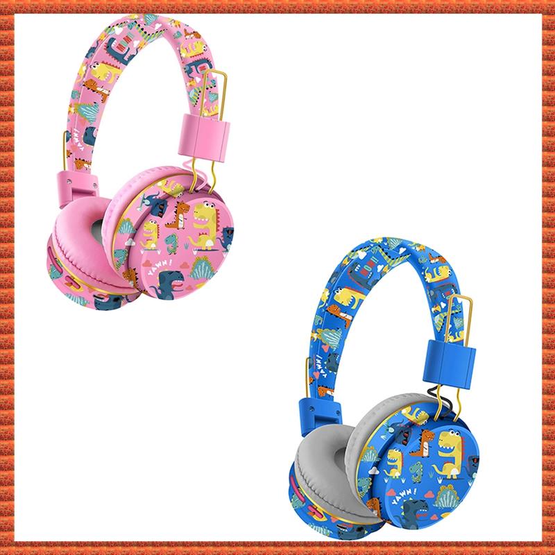 Wireless Bluetooth Headset with Microphone Dinosaur Animal Stereo Music Earphone TF Card Headphones for Kids