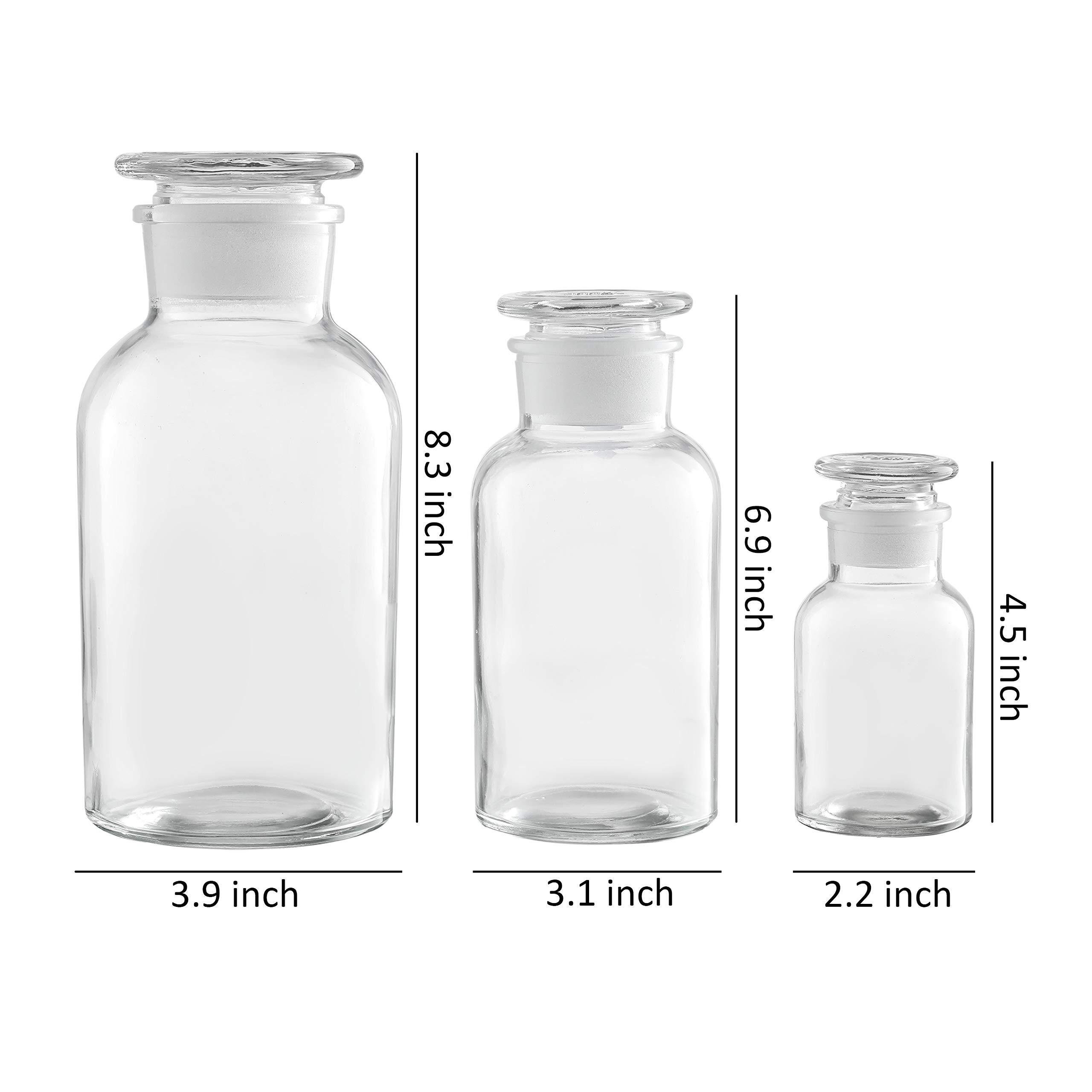 60-250ml Clear Glass Jar Wide Mouthed Reagent Bottle Chemical Experiment Ware