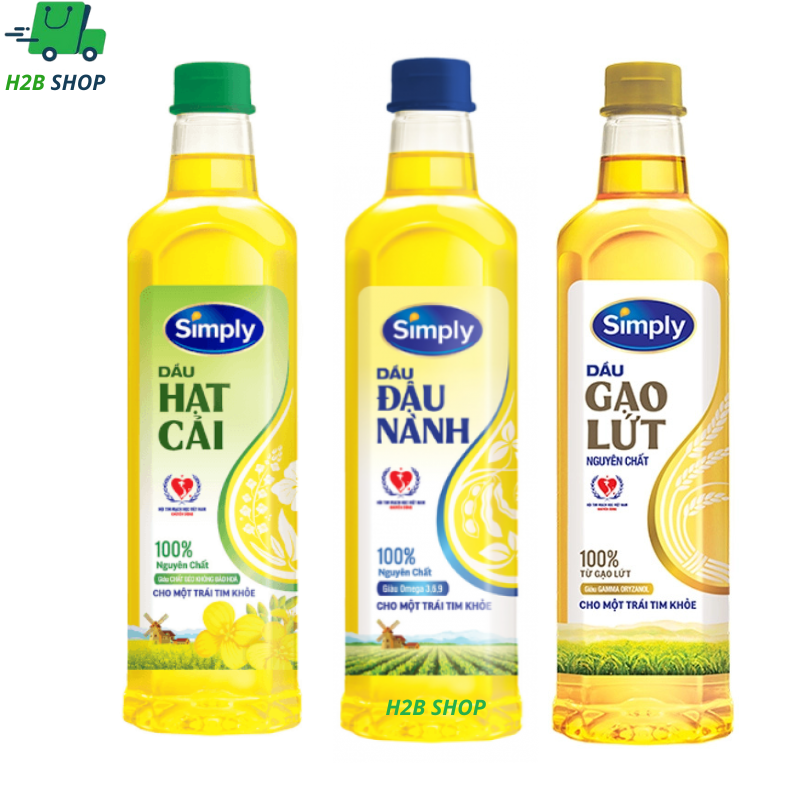 (Giá tốt) (CHÍNH HÃNG) Dầu ăn Simply đậu nành, Hạt cải và Dầu gạo lứt 1 Lít New