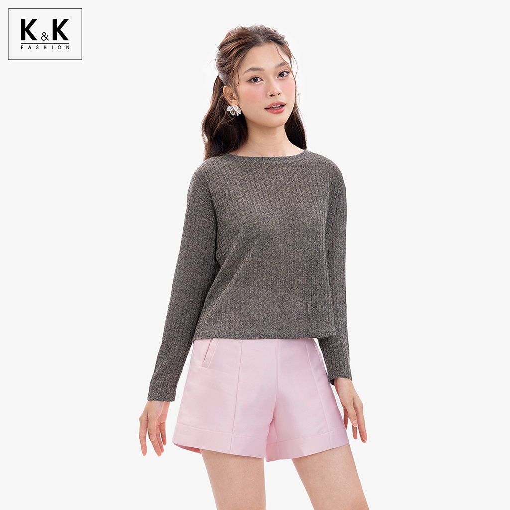 Áo len mỏng tay dài ánh nhũ k&k fashion asm17-22 chất liệu len giấy