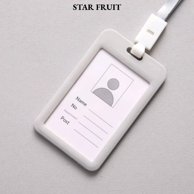 STAR FRUIT⭐ Modern Simple ID Card Holder with Lanyard for Work Badge, Student Tag, and Employee Nameplate ราคา 22 บาท*ส่งฟรี