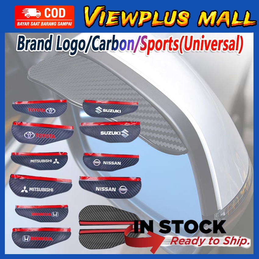 2Pcs Penutup Kaca Spion Carbon Car Cover Mirror Pelindung Hujan dengan emblem logo untuk Toyota Honda Mitsubishi Suzuki Nissan Harga 22,000 rupiah*Gratis Ongkir