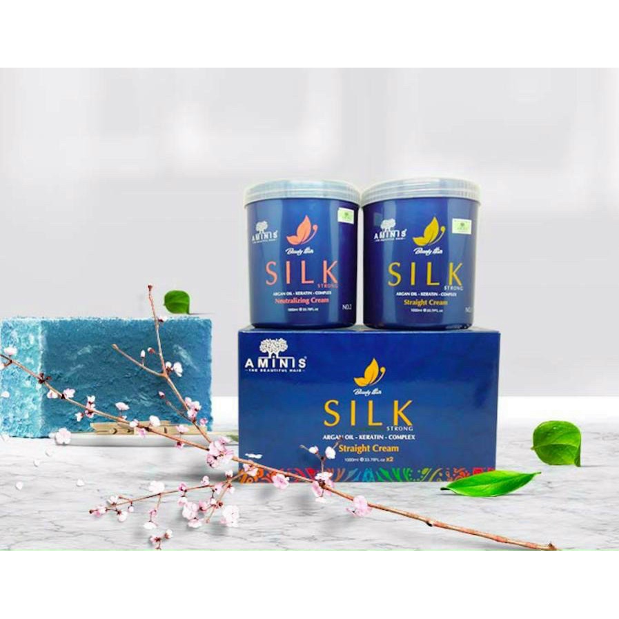 Thuốc duỗi tóc tại nhà, thuốc ép side tóc nam tại salon aminis silk perm 2x1000ml az008